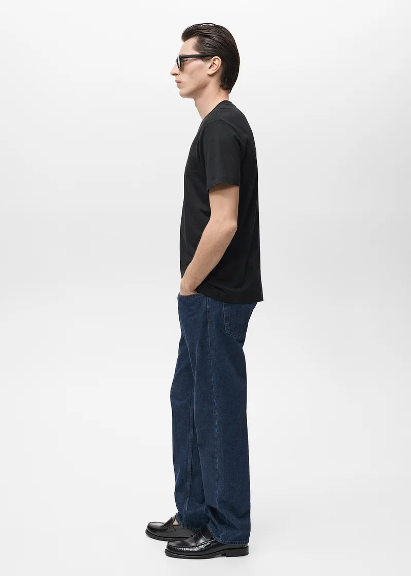 Mango Man Casual V-Neck T-Shirt
