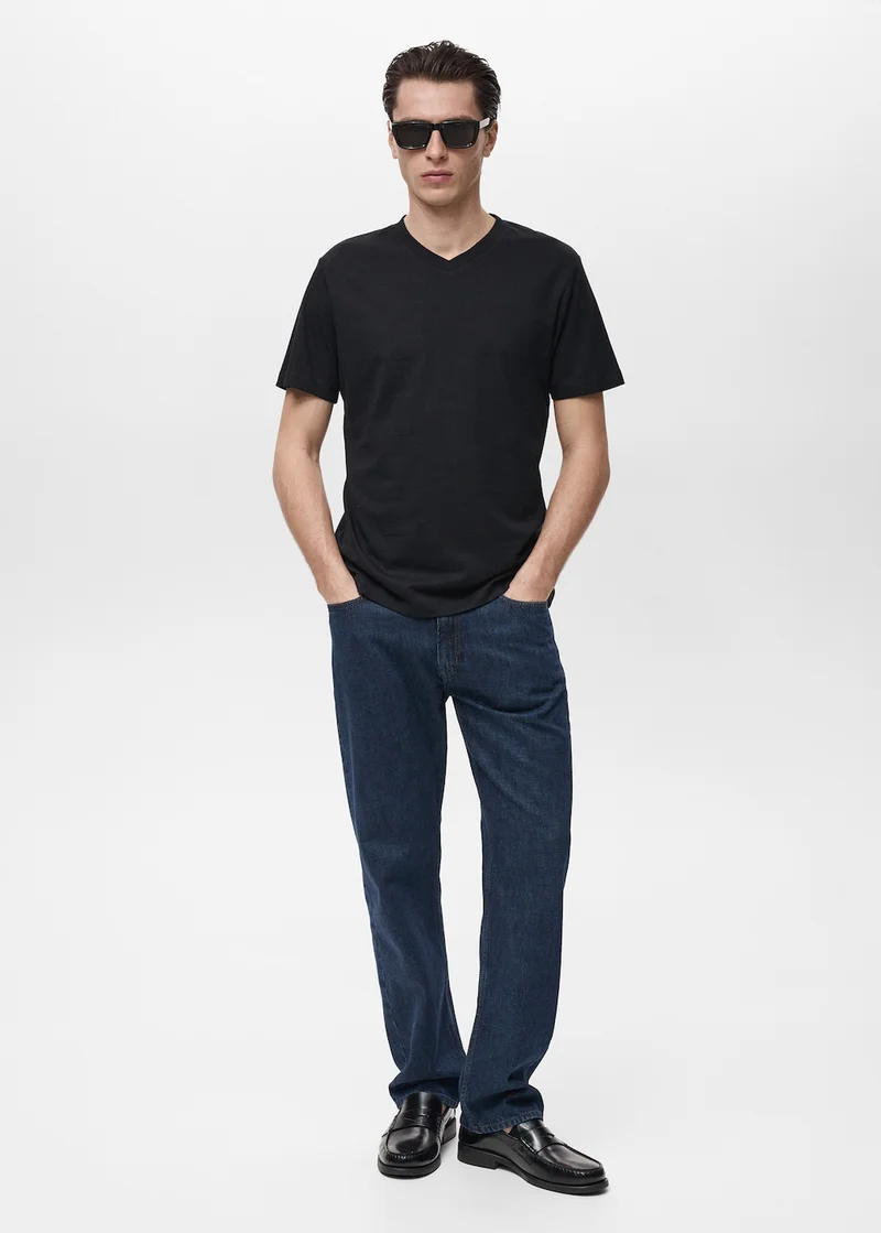 Mango Man Casual V-Neck T-Shirt