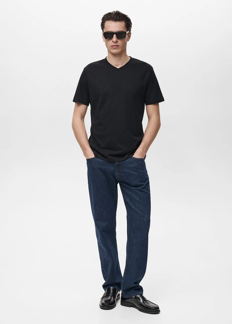 Mango Man  Casual V-Neck T-Shirt for Men | Best Price UAE