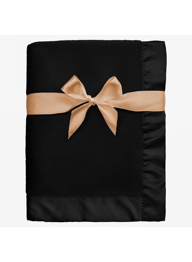 Pro Goleem Fleece Baby Blanket with 2 Inch Satin Trim Soft Anti-Static Plush Blanket for Boys and Girls Christmas Baby Gifts for Babies Black 30''x40'' - Image 1