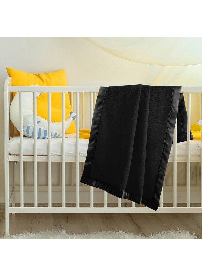 Pro Goleem Fleece Baby Blanket with 2 Inch Satin Trim Soft Anti-Static Plush Blanket for Boys and Girls Christmas Baby Gifts for Babies Black 30''x40'' - Image 5