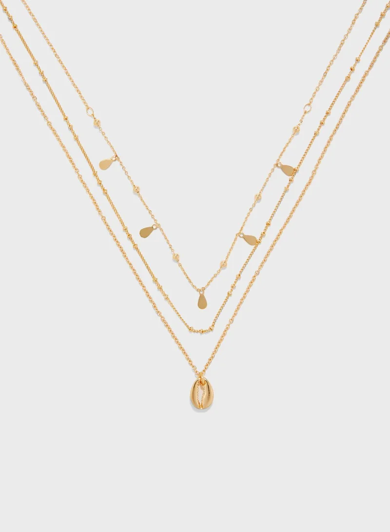 American Eagle Cowrie Shell Layered Necklace Set