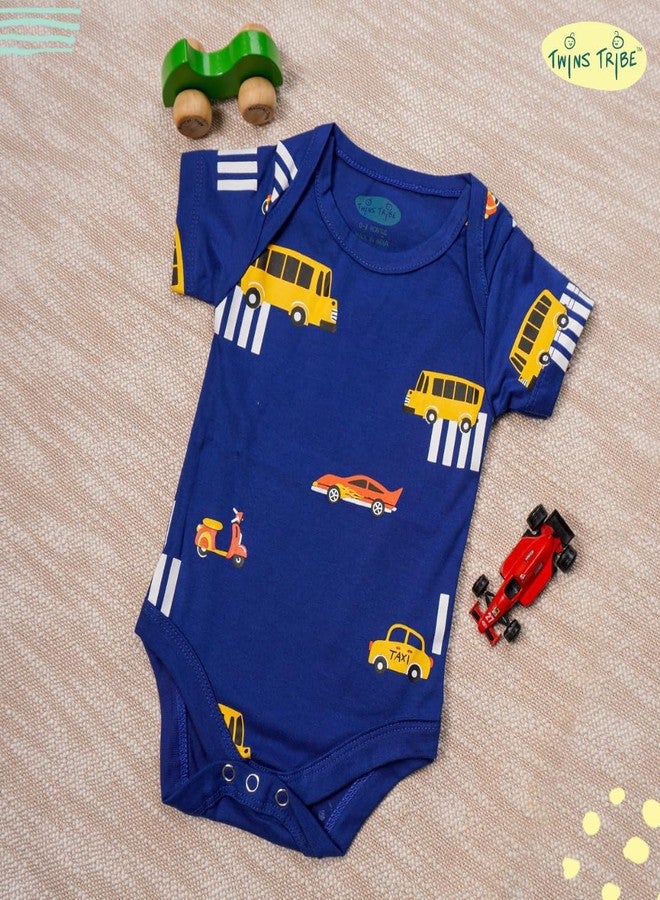 TwinsTribe Cotton Wheels and Wings Printed Twins Onesie Set for Babies (Set of 2 Onesie, 3-6 Months) - Image 4