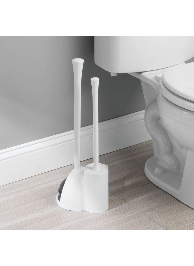 InterDesign iDesign Una Plastic Toilet Bowl Brush and Plunger Combo Set for Bathroom Cleaning and Storage, White  - Image 3