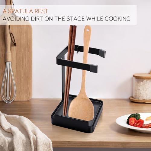 vocheer Pot Lid Holder, Kitchen Organizer Rack Spoon Rest Rack Holder-Lid Stand for Utensils in Kitchen, Black - Image 3