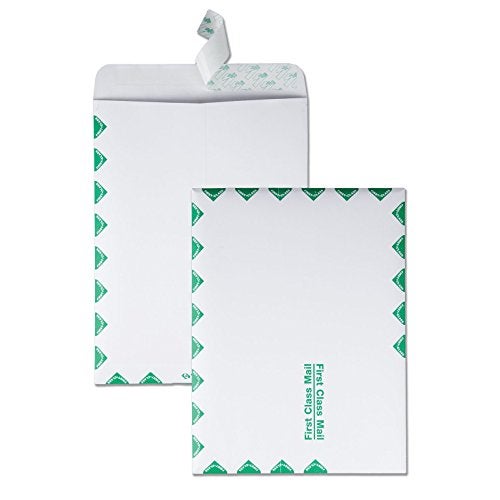 Quality Park 9 x 12 Catalog Mailing Envelopes, First Class Border, Redi-Strip Self Seal Envelope Closure, 28 lb White Wove Paper, 100 per Box (QUA44534) - Image 1