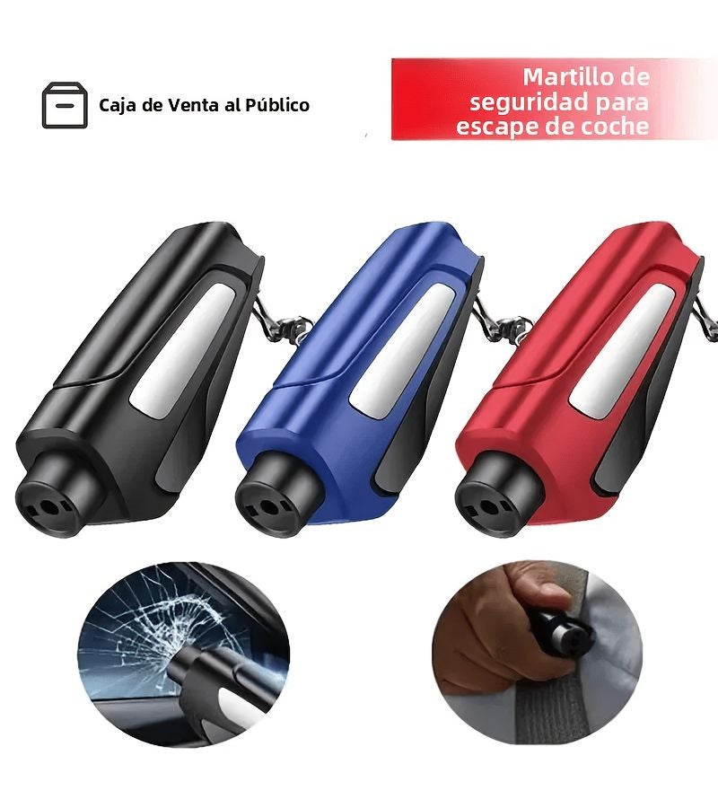 2pcs Red 3 in 1 Car Safety Hammer Emergency Window Breaker Seat Belt Cutter High Hardness Tungsten Steel Key with Keychain - Image 2