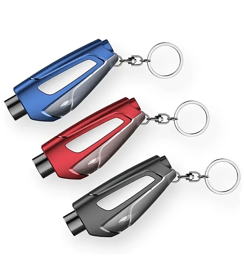 2pcs Red 3 in 1 Car Safety Hammer Emergency Window Breaker Seat Belt Cutter High Hardness Tungsten Steel Key with Keychain - Image 4