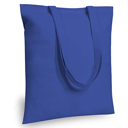 TOPDesign 5-Pack Economical 16"x15" Blue Cotton Tote Bag, Lightweight Medium Reusable Grocery Shopping Cloth Bags, Suitable for DIY, Advertising, Promotion, Gift, Activity - Image 1