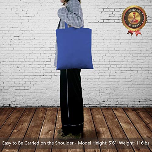 TOPDesign 5-Pack Economical 16"x15" Blue Cotton Tote Bag, Lightweight Medium Reusable Grocery Shopping Cloth Bags, Suitable for DIY, Advertising, Promotion, Gift, Activity - Image 2