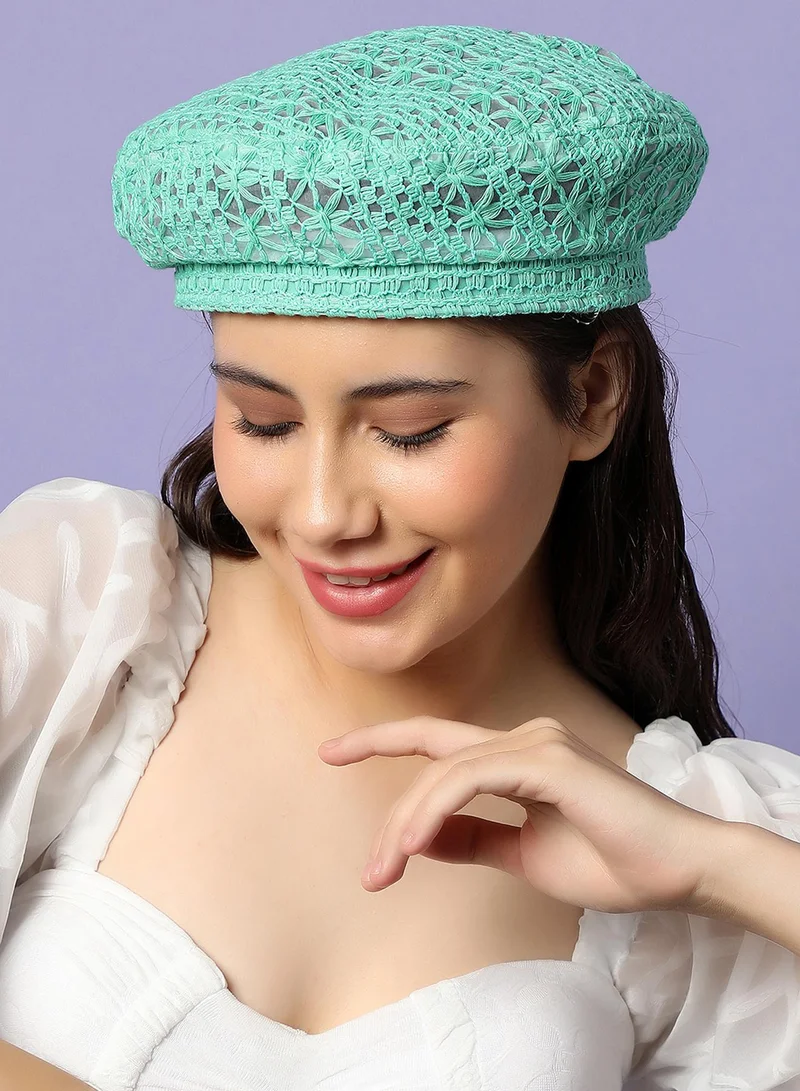 Haute Sauce  Mint Green Textured Beret Hat for Women | Best Price UAE