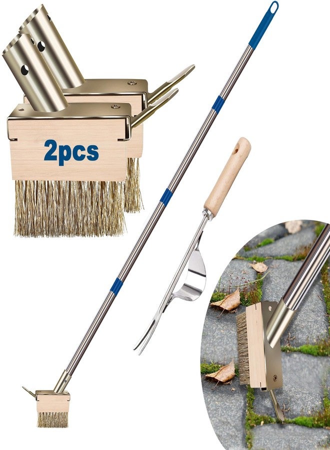 mcwdoit Crack Weeder Tool, Crevice Weeding Moss Brush with 2 Heads&Scraping Hook, A Hand Puller Tool, Moss Remover with Steel Handle for Cleaning Paving Joint Paver Sidewalk Patio Stone Driveway Deck - Image 1