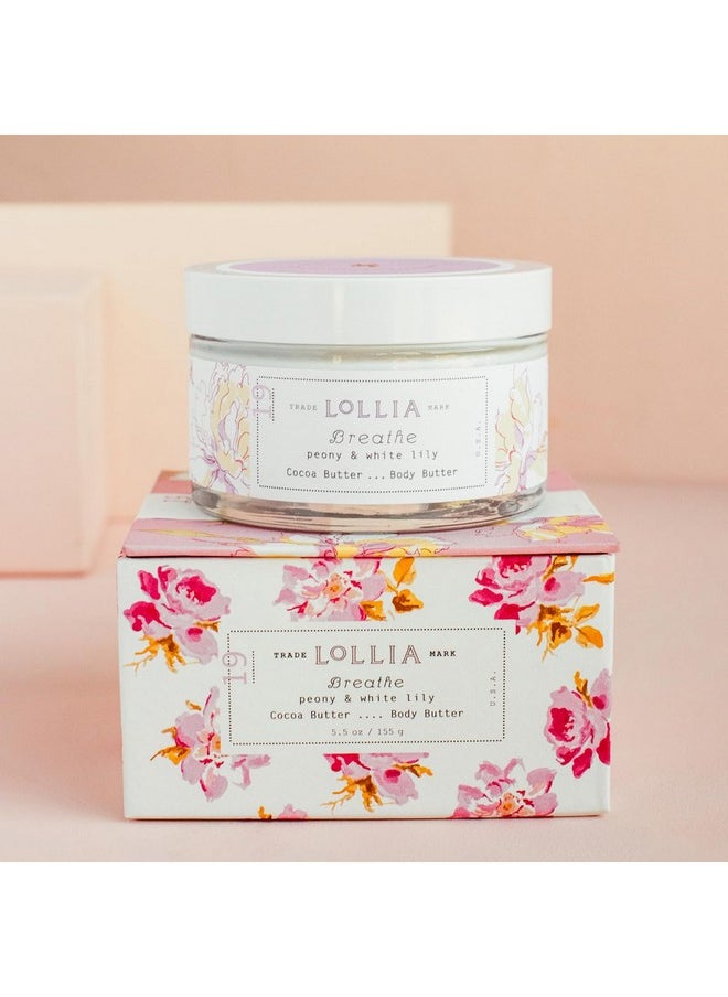 Lollia - Breathe Body Butter, 5.5 Oz. Peony & White Lily Fragrance Shea Butter & Cocoa Butter, Body Lotion For Women, Hydrating & Smooth Body Moisturizer - Image 1