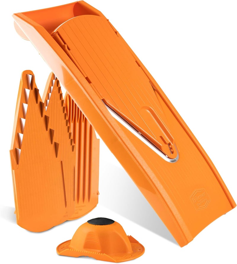 Börner by Reston Lloyd Mandoline Slicer V1 (Starter Set) • V-Slicer with 5 Thickness Settings & Food Holder • Adjustable Kitchen Slicer for Vegetables & Fruits • Color: Orange - Image 1