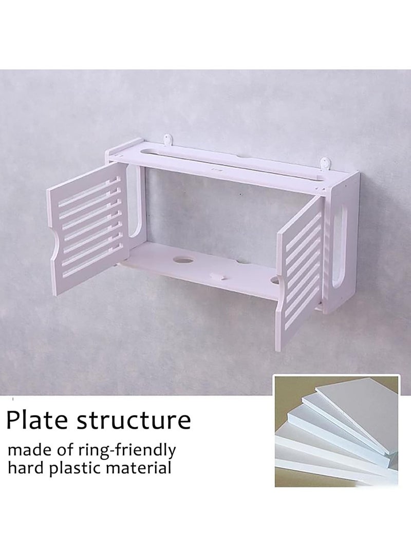 TPGP Wall Hanging Wifi Router Shelf TV Set-top Storage Box for DVD Players Game Consoles 38 * 9 * 26cm White - Image 3