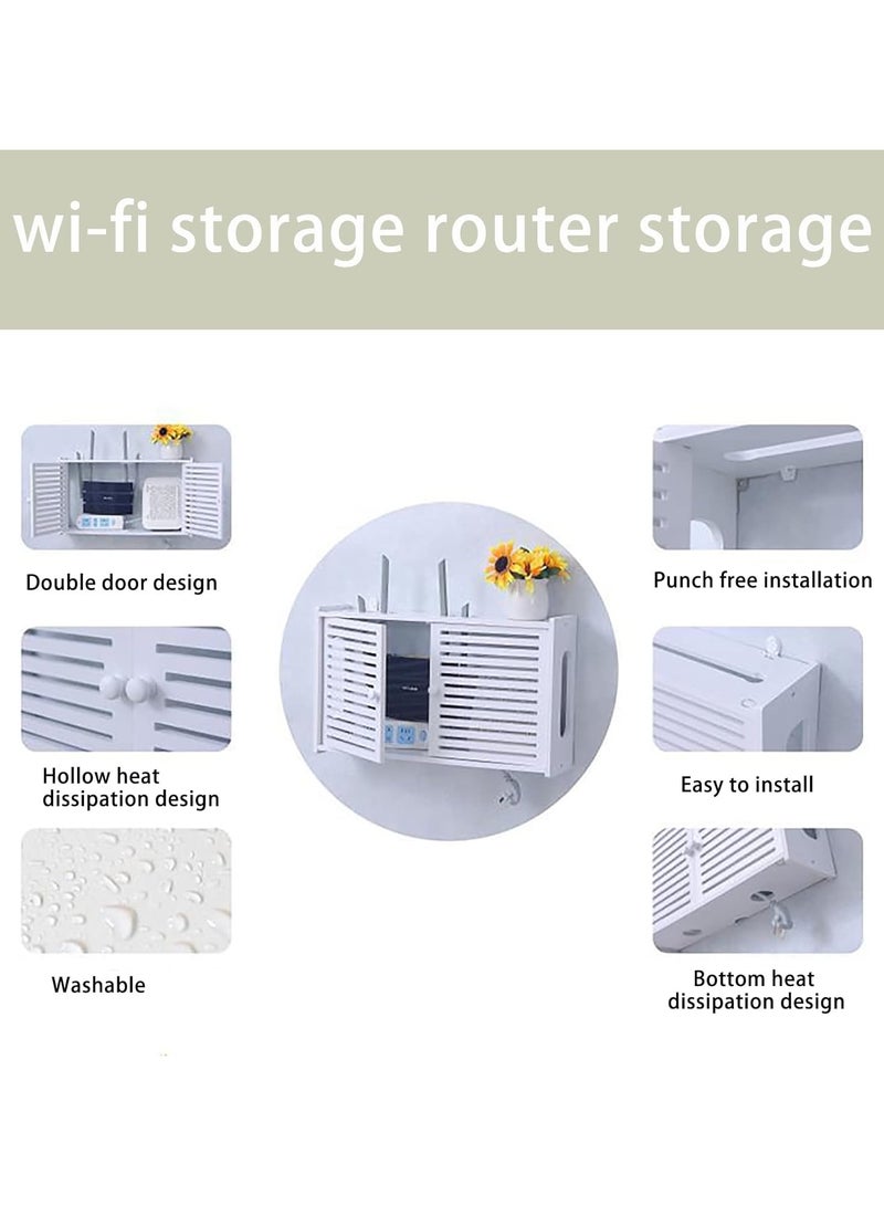 TPGP Wall Hanging Wifi Router Shelf TV Set-top Storage Box for DVD Players Game Consoles 38 * 9 * 26cm White - Image 4