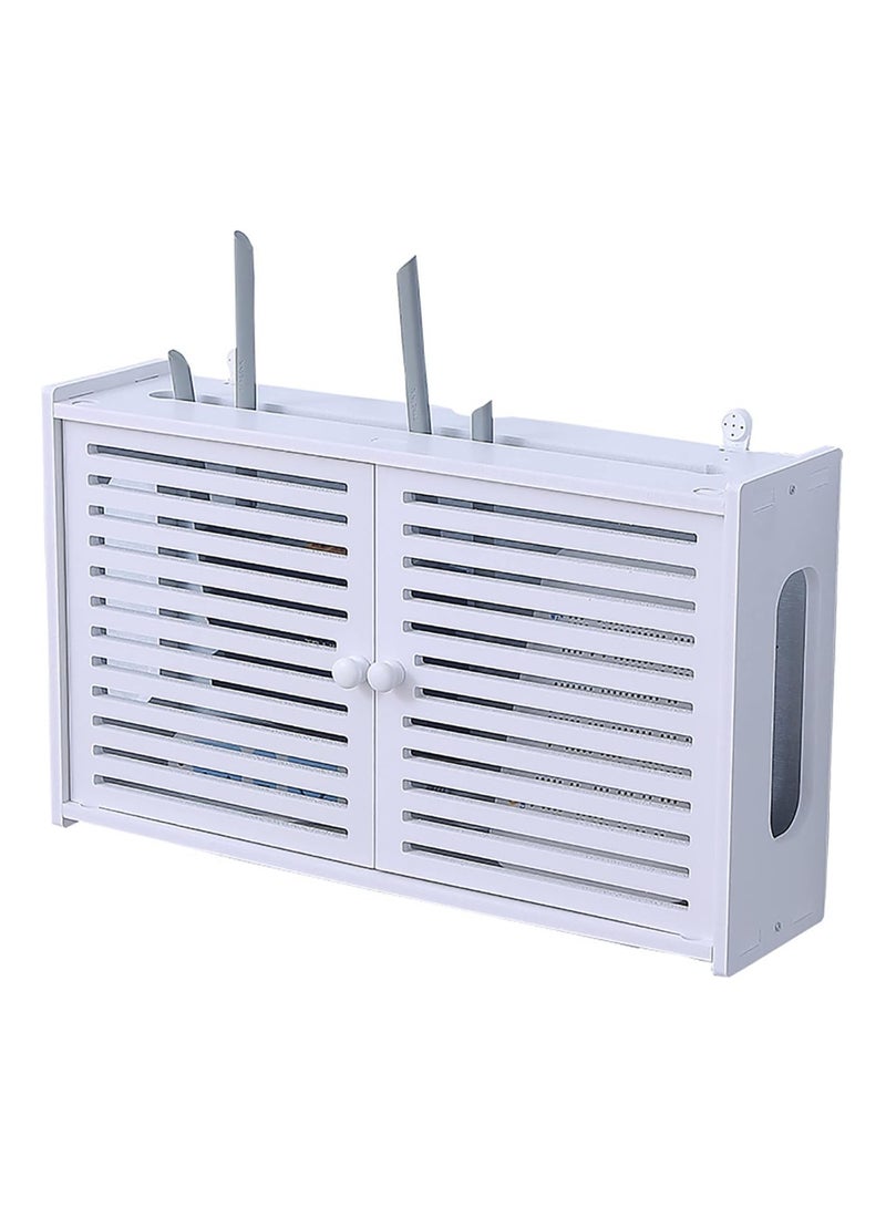 TPGP Wall Hanging Wifi Router Shelf TV Set-top Storage Box for DVD Players Game Consoles 38 * 9 * 26cm White - Image 1