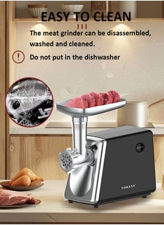 Electric Meat Grinder,2500W Heavy Duty Meat Mincer with 2 Grinding Plates, Sausage & Kubbe Accessory, Reverse Function,SK-06017 Black/Silver - pzsku/ZDC04C9505226F1286521Z/45/_/1734598759/e4d91c5c-a709-4743-ae83-edd640ac81c7