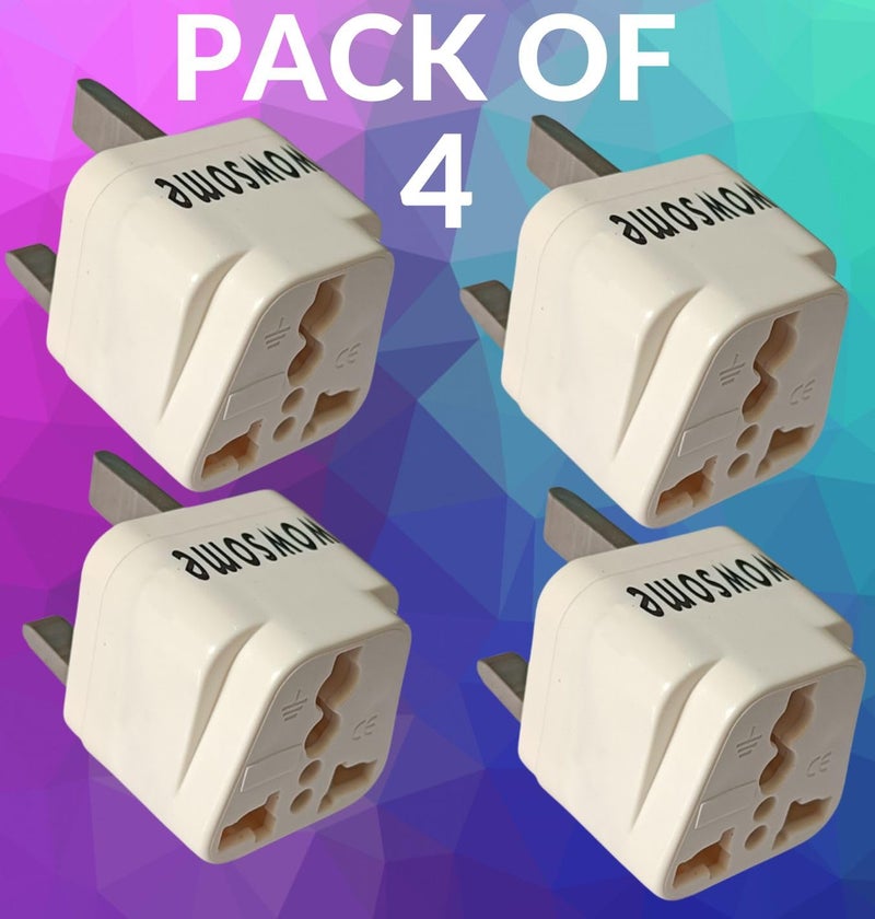 WOWSOME Wowsome UK Converter Plug Adapter for Travel to UK UAE HongKong Singapore Scotland Wales Ireland etc 13A Type G Universal Travel Adaptor Power Plug 4 Pack White - Image 2