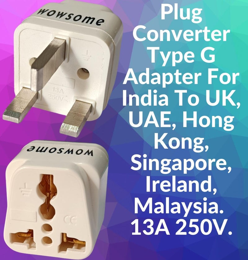 WOWSOME Wowsome UK Converter Plug Adapter for Travel to UK UAE HongKong Singapore Scotland Wales Ireland etc 13A Type G Universal Travel Adaptor Power Plug 4 Pack White - Image 3