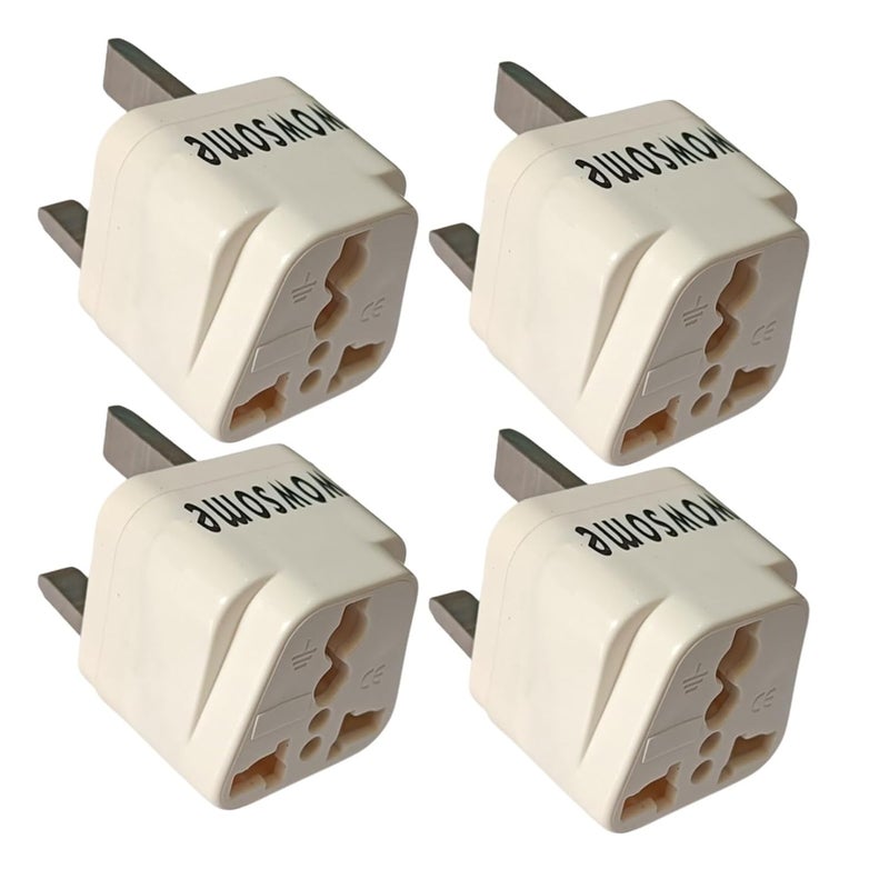 WOWSOME Wowsome UK Converter Plug Adapter for Travel to UK UAE HongKong Singapore Scotland Wales Ireland etc 13A Type G Universal Travel Adaptor Power Plug 4 Pack White - Image 5