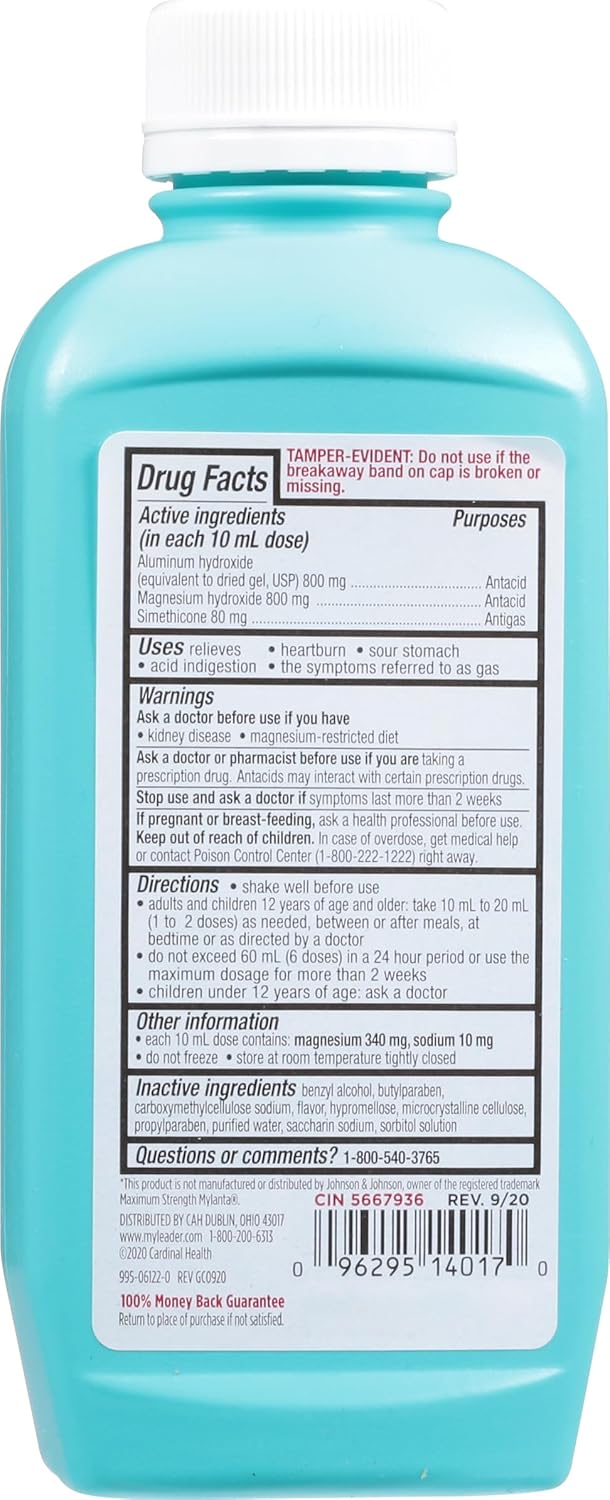 Leader Antacid Liquid with Aluminum Hydroxide Simethicone AntacidAntigas for Heartburn Relief Acid Indigestion Pressure Bloating Sour Stomach Original Flavor MYLANTA 12 FL OZ Pack of 1 - Image 2