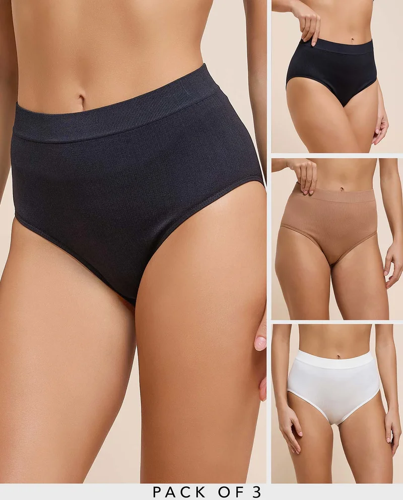 أر أند بي 3 Pack Ribbed Seamfree Full Briefs