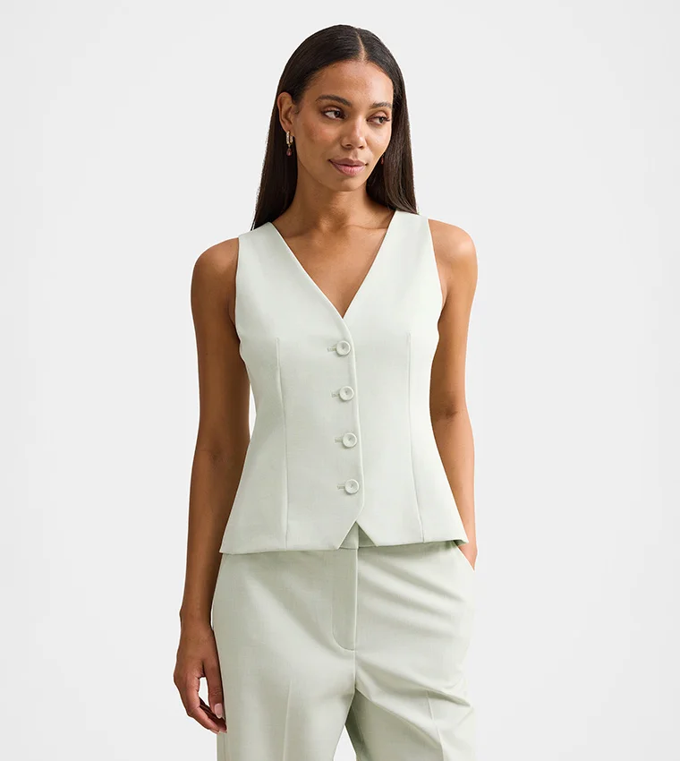 فورايفر نيو Veda V Neck Waistcoat