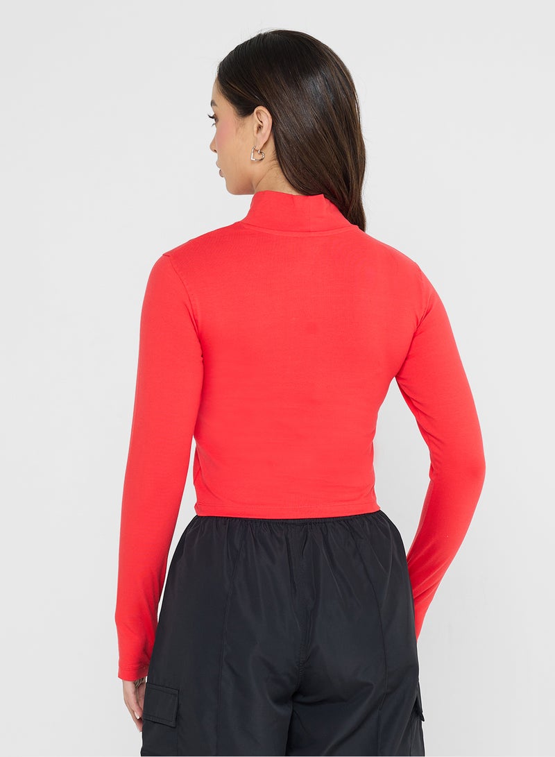 Reebok Jade Roll Neck Slim Croped T-Shirt - Image 2