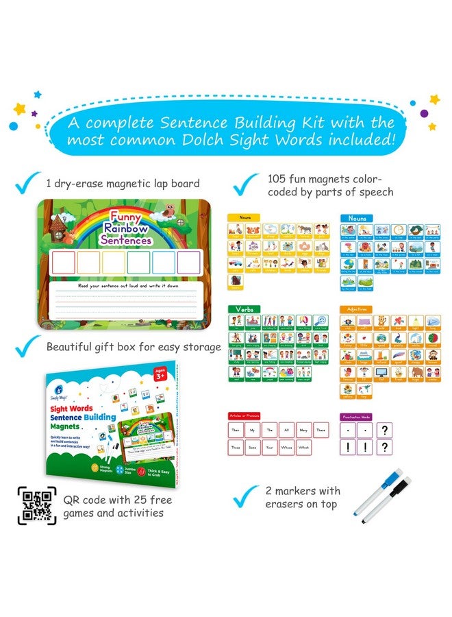 Simply magic 105 PCS Sentence Building Kit for Kids, Sight Word Magnets, Word Magnets for Fridge, Speak and Spell, Speech Therapy Toys for Toddlers 3-4, Classroom Must Haves for Learning to Read - Simply Magic  - Image 3