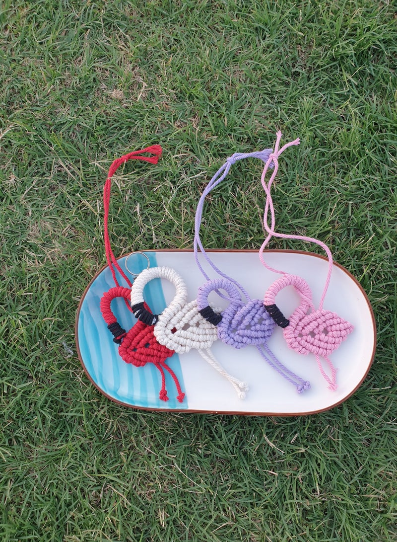 handmade macrame flamingo keychains, / Pendant / Gift / Decoration / Yarn / Wall Hanging / Modern / Decoration / Bag