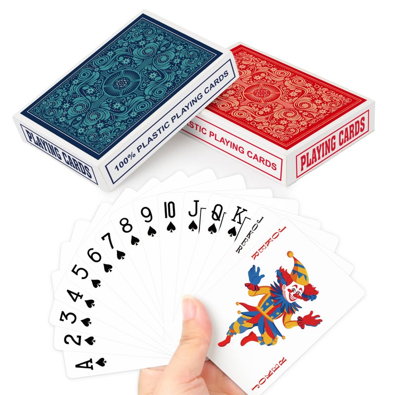 Timenued Plastic Playing Cards Waterproof Playing Cards 2 PackDecks of Poker Cards Set for AdultsPoker Size Regular IndexSuitable for Various Cards GamesBridgePinochleCartas - Image 3