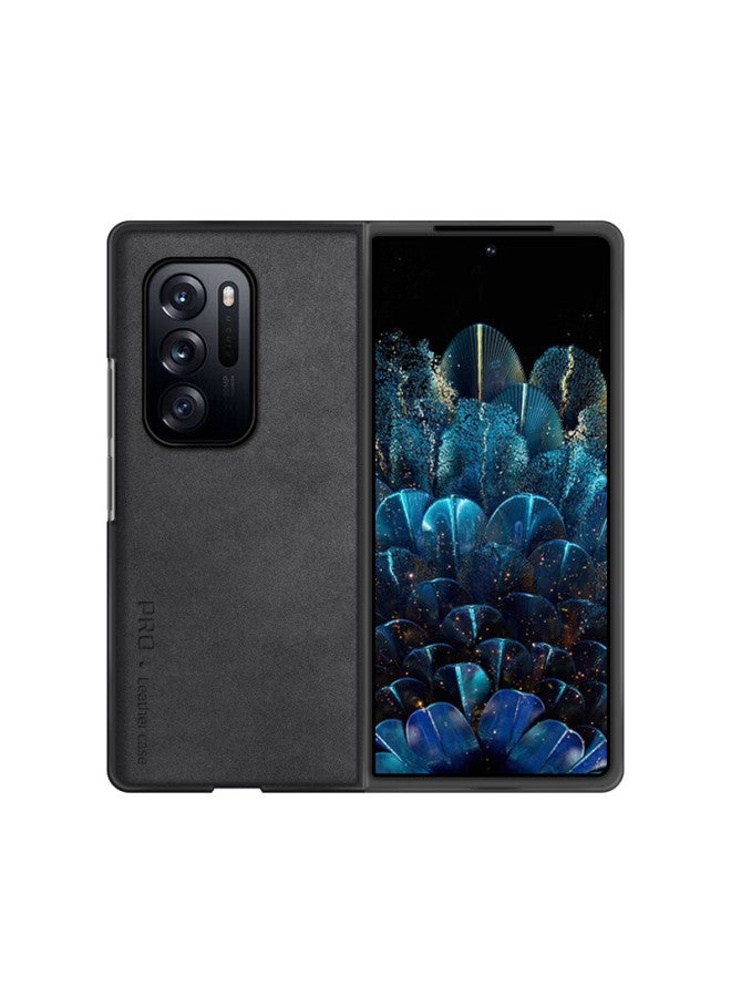 Shangsu, Suitable For Oppo Find N Phone Case, Oppo Find N Protective Cover, Sheepskin Leather Left And Right Folding Style, Silicone Soft Shell, Shockproof, Wear-resistant, For Women And Men, Outer Case, Starry Black - Image 5