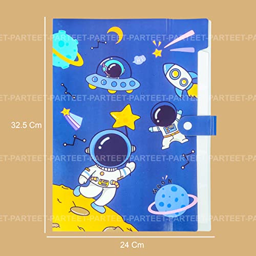 PARTEET Space Theme File Folder with Button Lock – Pack of 1 Pc Certificates Holder with 5 Pockets, Office Documents File, Expandable Folders for Documents, Travel File Organizer Bag - Image 4