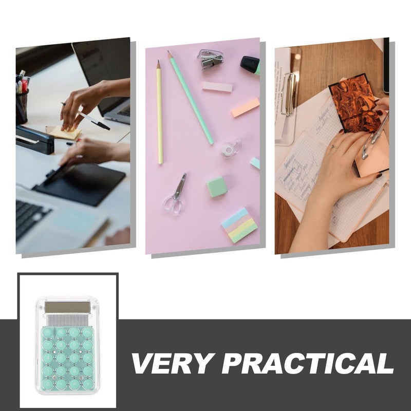 Green Mini Handheld Calculator Portable Student Office Digit Display Compact Design - Image 5