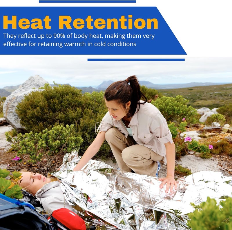 FRONTLINE Emergency Thermal Blankets Large 54 x 84 Mylar Blankets Survival Gear Camping Gear Emergency Space Blanket First Aid for Survival 4 - Image 2