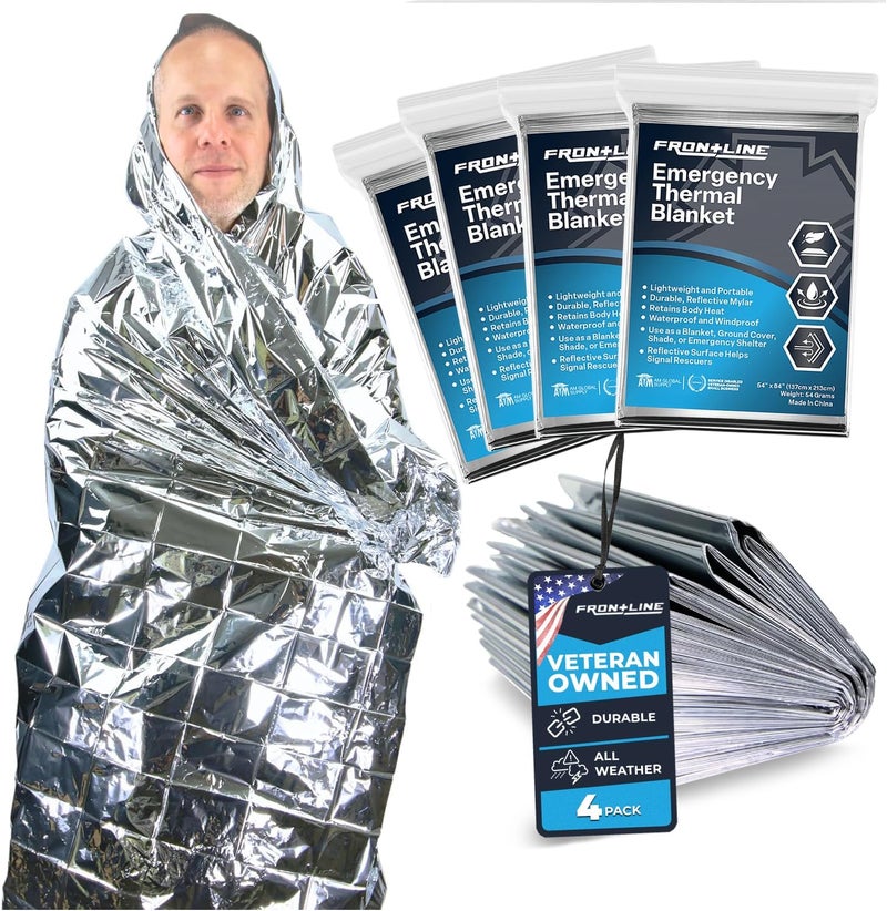 FRONTLINE Emergency Thermal Blankets Large 54 x 84 Mylar Blankets Survival Gear Camping Gear Emergency Space Blanket First Aid for Survival 4 - Image 1