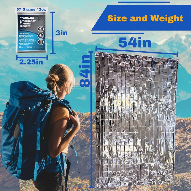 FRONTLINE Emergency Thermal Blankets Large 54 x 84 Mylar Blankets Survival Gear Camping Gear Emergency Space Blanket First Aid for Survival 4 - Image 5
