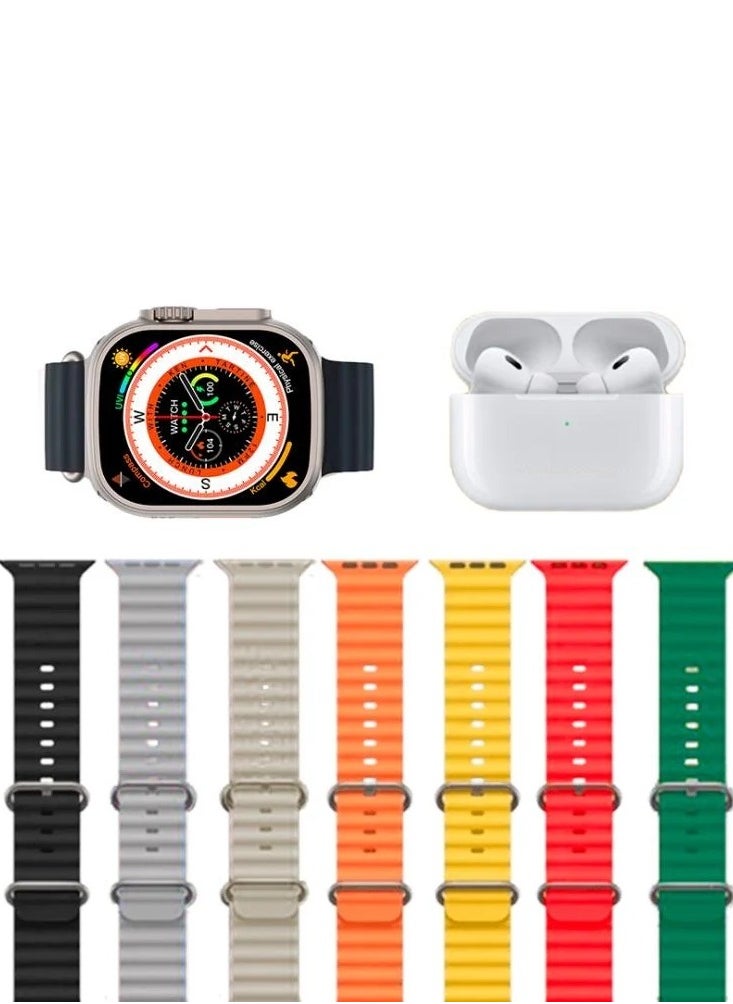 Marakoko - The smart package, the Ultra Watch, supports wireless charging, supports sports modes and calls, with seven Straps and earbuds Pro headset. - Image 1