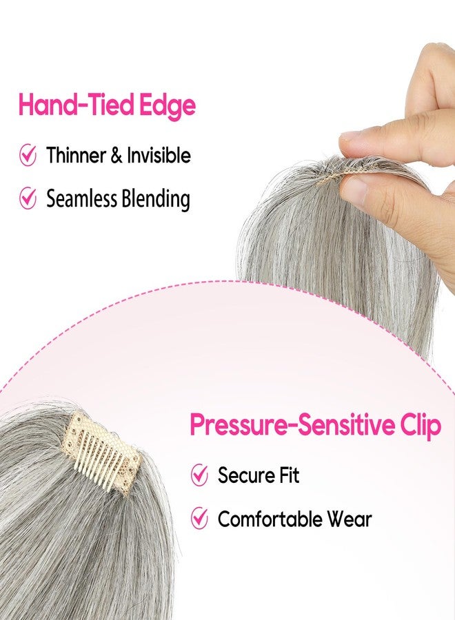 REECHO Human Hair Clip-in Hair Volumizer - 1PC 8 Inch Short Thick Hairpieces for Extra Volume, Easy Clip-in Extensions for Thin & Fine Hair - Silver Grey - Image 3