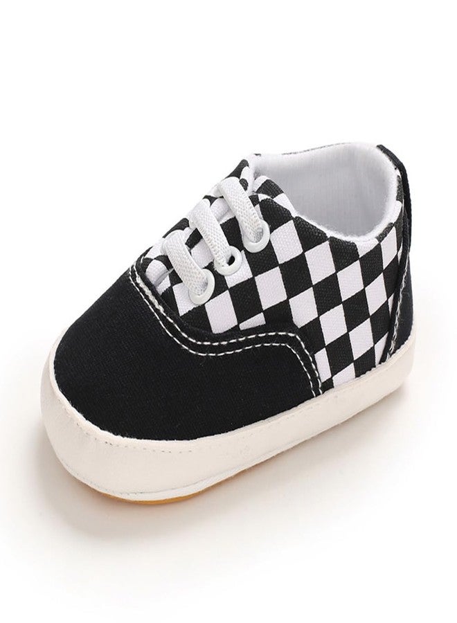 Clowora Unsex Baby Boys Girls Canvas First Walkers Shoes,Infant Non Slip Soft Sole Toddler Flat Lazy Loafers Sneaker (041/Black Rubber Sole, 6-12 Months) - Image 1