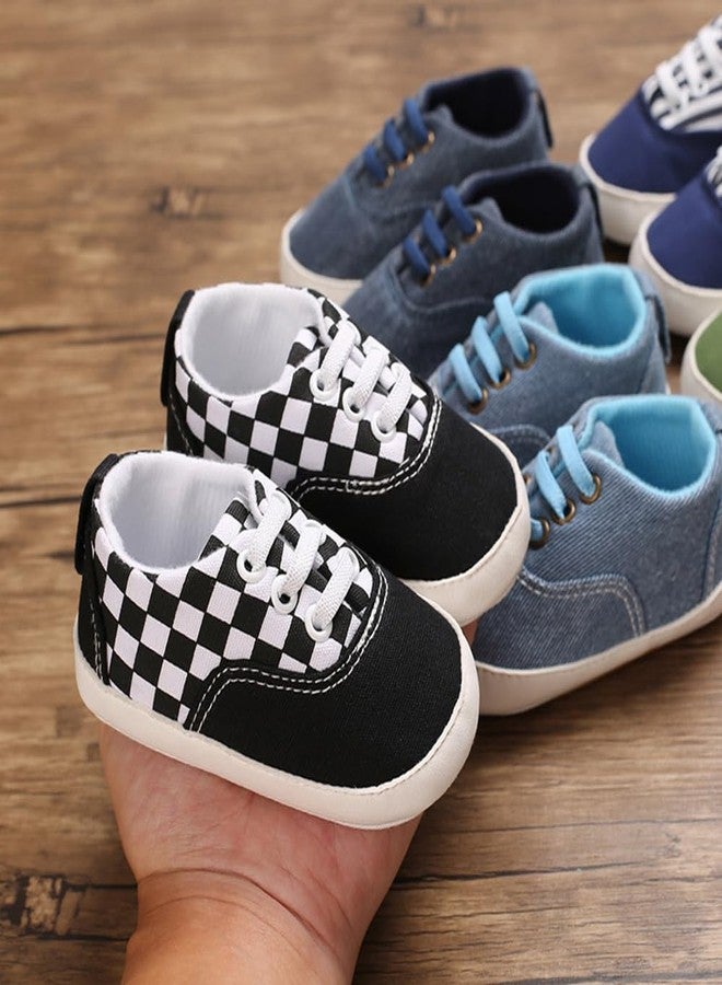 Clowora Unsex Baby Boys Girls Canvas First Walkers Shoes,Infant Non Slip Soft Sole Toddler Flat Lazy Loafers Sneaker (041/Black Rubber Sole, 6-12 Months) - Image 3