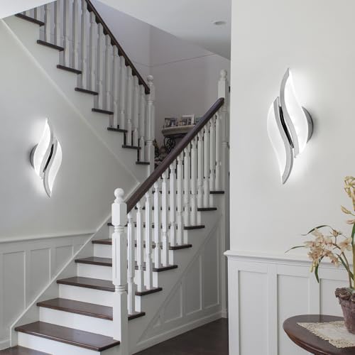 CANEOE Modern LED Wall Sconce 6000K Chrome Indoor Wall Light Fixtures Acrylic Wall Sconce Lighting for Living Room Bedroom Bedside Bathroom Hallway Stairway Wall Lamp Chrome 1 Pack 6000K - Image 3