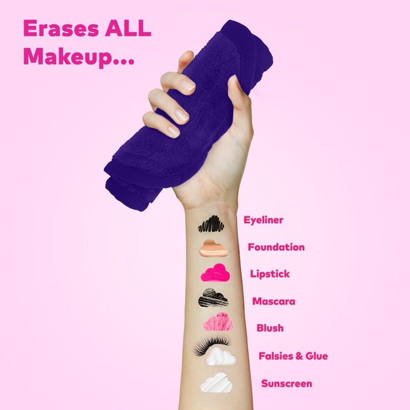 Makeup Eraser The Original MakeUp Eraser, Erase All Makeup With Just Water, Including Waterproof Mascara, Eyeliner, Foundation, Lipstick, and More (Queen Purple) - Image 2
