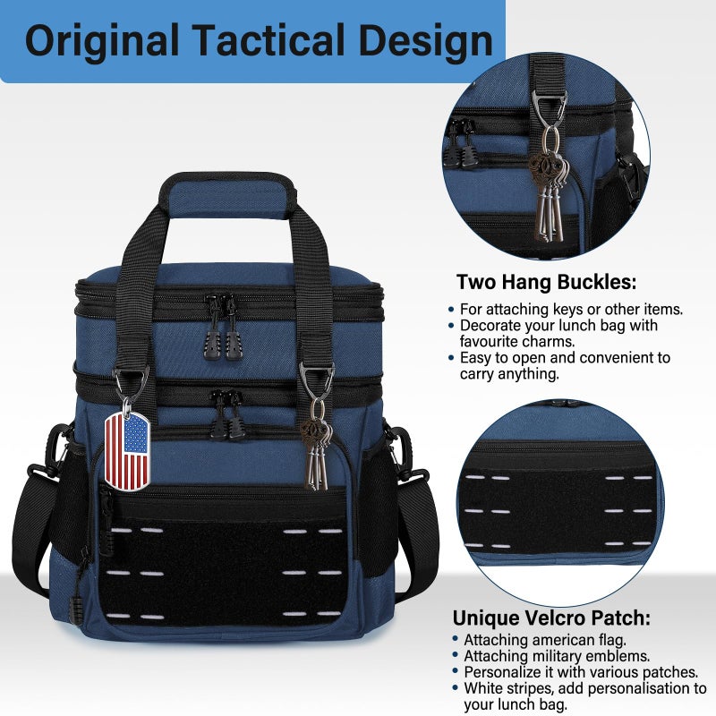 TENKIST Lunch Box Cooler Bag - Insulated Tactical Lunchbox for Men - Large Lunch Pail Kit for Adults Work Outdoor Shifts Trips Blue 16L - Image 2