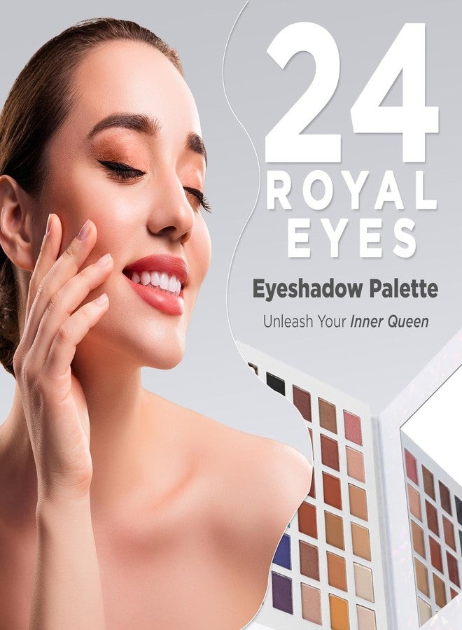 Profusion Cosmetics Royal Eyes 24 Color Eyeshadow Palette for Stunning Holiday Looks, Get Ready to Unleash Your Inner Queen with Luxurious Glamour, Raise Your Festive Look with Must Have Beauty Tools - Image 4