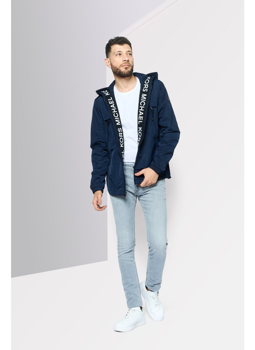 Michael Kors Men Plain Windbreaker Jacket, Navy Blue  - Image 2