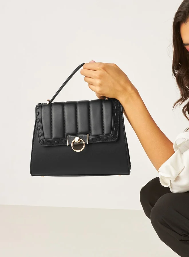 سيليست Quilted Flap Satchel Bag with Detachable Strap