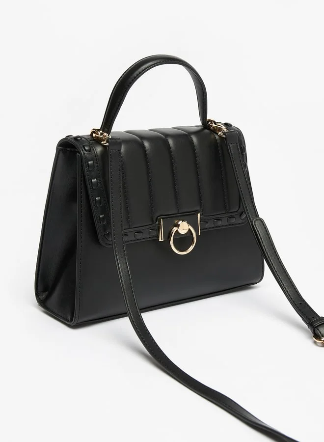 سيليست Quilted Flap Satchel Bag with Detachable Strap
