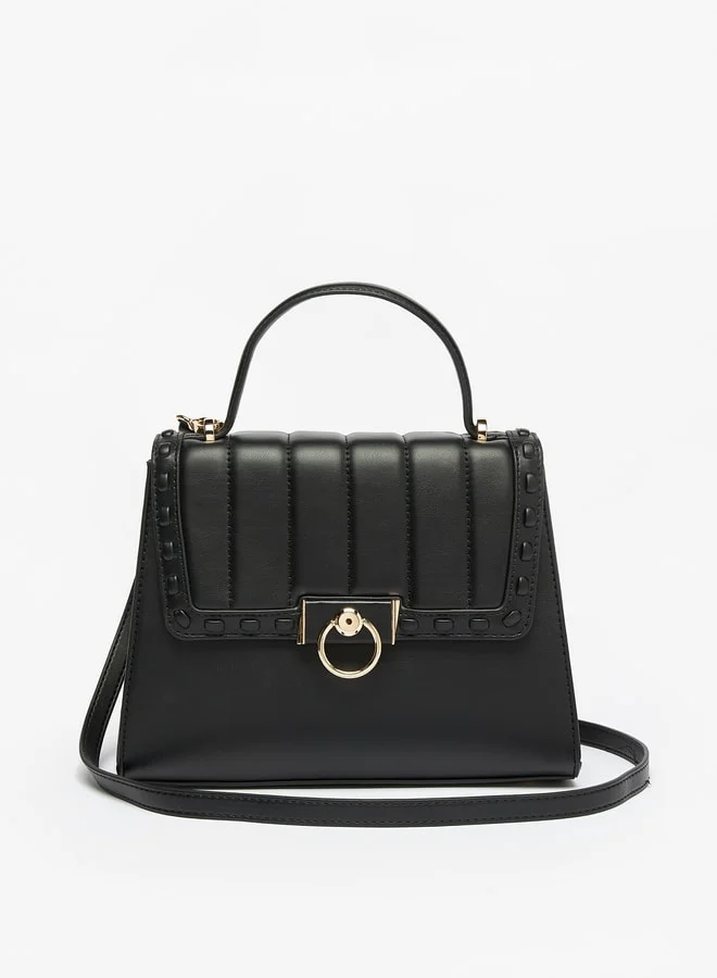 سيليست Quilted Flap Satchel Bag with Detachable Strap